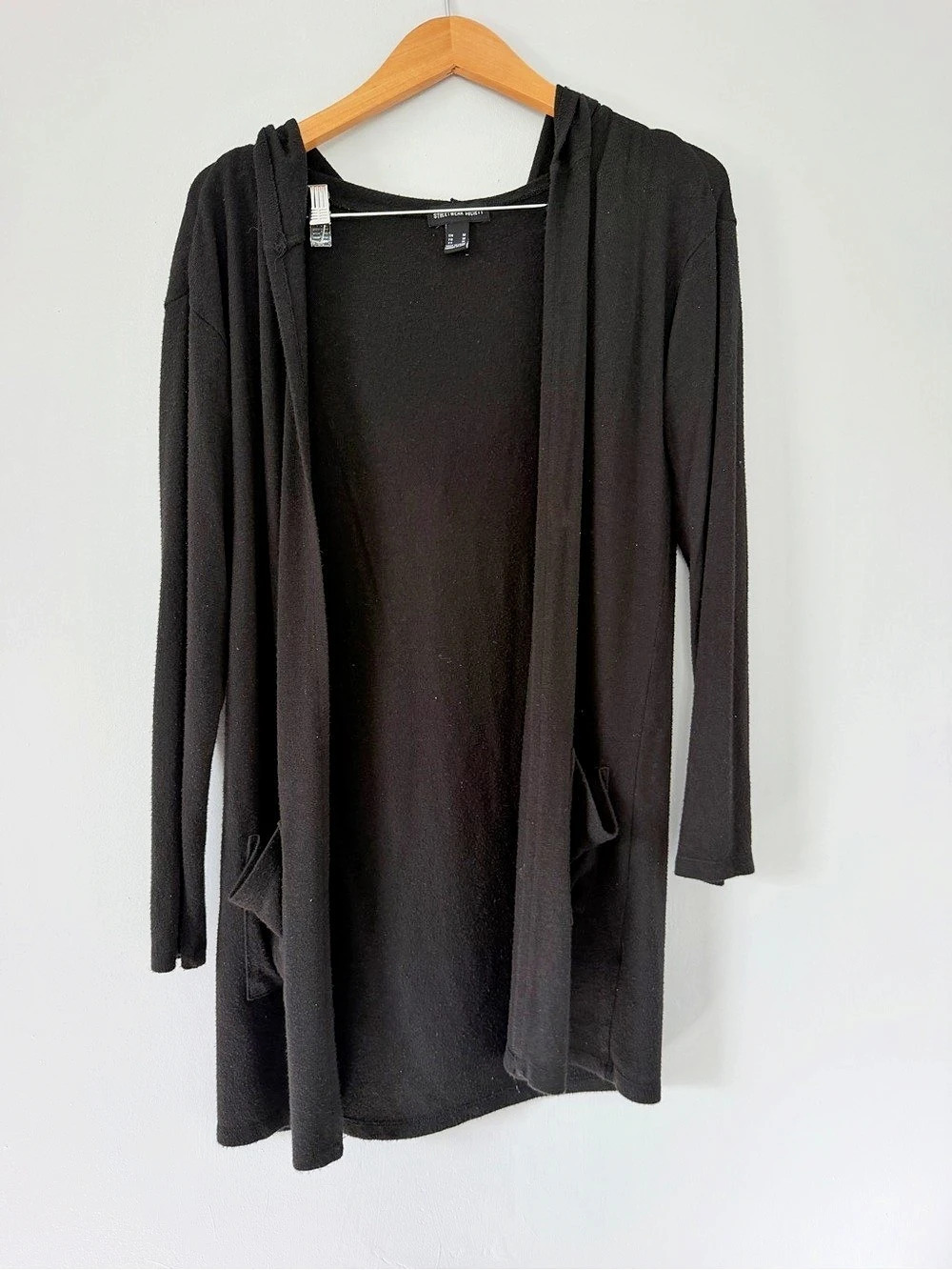 Streetwear Society Cowl Neck Open Front Cardigan Black Size Medium